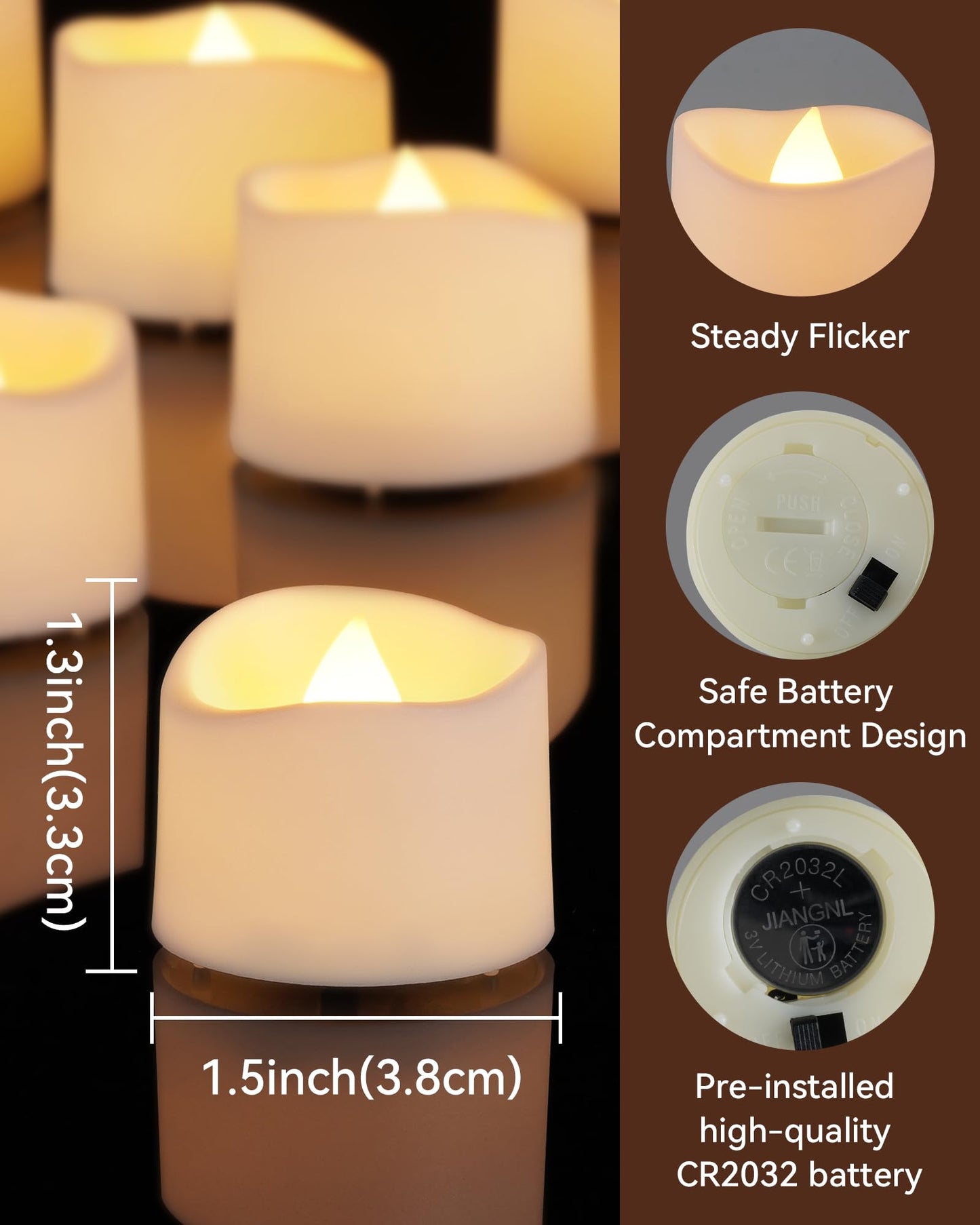 AMAGIC 48 Pack Battery Operated Flameless LED Candle Tea Lights, Fake Electric for Wedding Centerpiece Table Decor, Votive, Halloween, Christmas, Home Decor