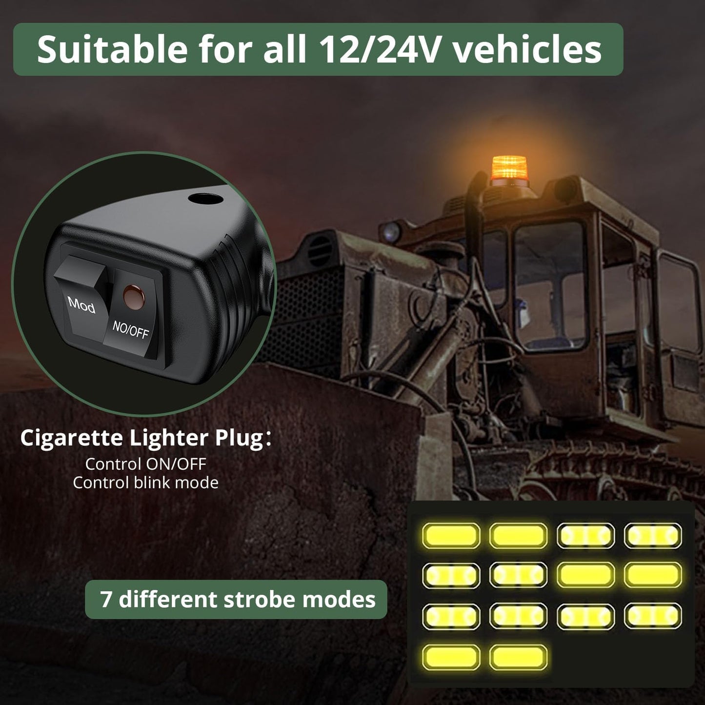 EYPINS Magnetic Flashing Beacon Light 40 LEDs Amber, Waterproof Car Truck Emergency Warning Light, Safety Rooftop Strobe Beacon Lights for Truck Car Forklift 12V/24V with 16FT Cable