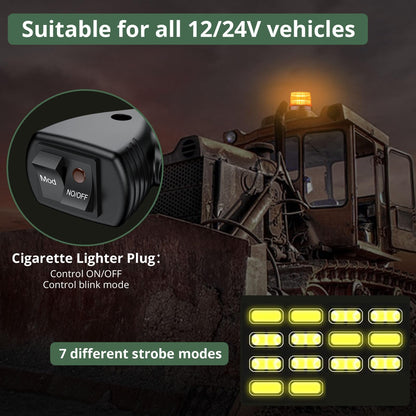 EYPINS Magnetic Flashing Beacon Light 40 LEDs Amber, Waterproof Car Truck Emergency Warning Light, Safety Rooftop Strobe Beacon Lights for Truck Car Forklift 12V/24V with 16FT Cable