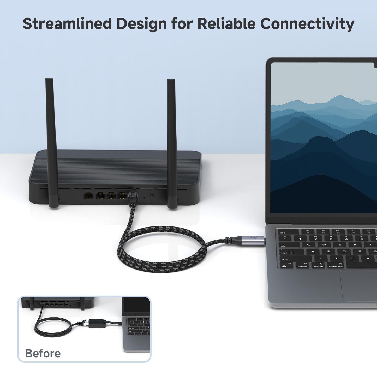Cable Matters Plug & Play USB C to Gigabit Ethernet Cable - 1.8m / 6ft, Direct USB-C to Ethernet Connection, Thunderbolt 4/5 Compatible, Ideal for MacBooks, Laptops, and USB4 Devices