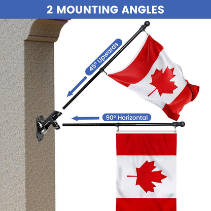 6.5FT Flag Pole for Canada Flag, Flag Poles Outdoor with Bracket, Tangle Free Stainless Steel Flag Pole Kit, Wall Mount and Adjustable Flagpole for Porch, Garden, Patio, Residential or Commercial