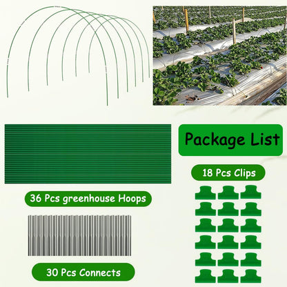 36Pcs Greenhouse Hoops for Raised Beds,8ft Greenhouse Hoops,Grow Tunnel,6 Sets Garden Hoops Rustproof Plastic Coated Steel Support Frame Hoops for Raised Beds, Garden Tunnel Row Cover Hoops Kit