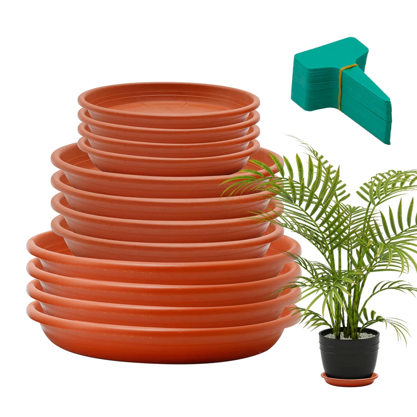 UOIENRT 12 Pcs Plant Saucer, 6/8.7/9.9 Inch Round Plastic Plant Trays, Garden Plant Saucer, Flower Pot Drip Trays for Outdoor and Indoor Plants