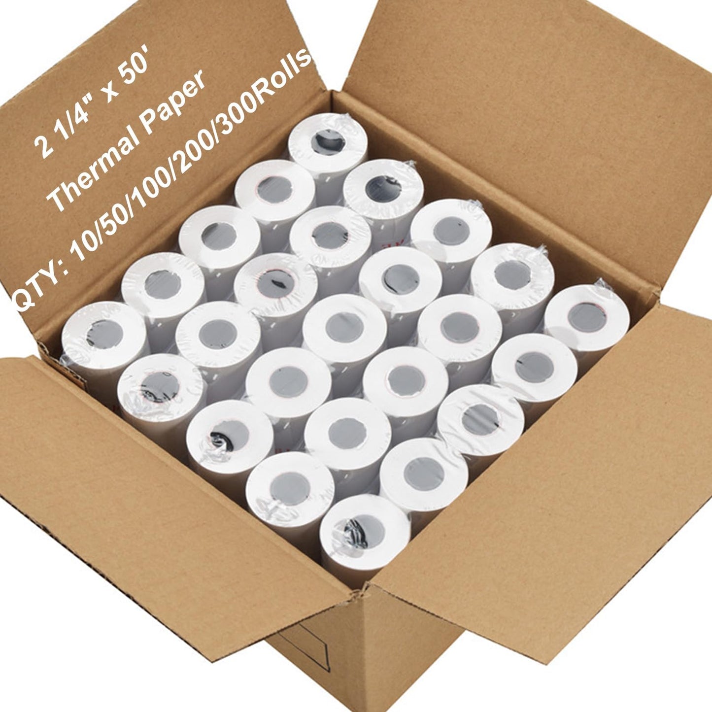 50 Rolls 2 1/4" x 50' Thermal Paper Receipt Rolls 2.25in x 50ft Cash Register POS Paper fits All Credit Card Terminals,58mm Thermal Receipt Paper