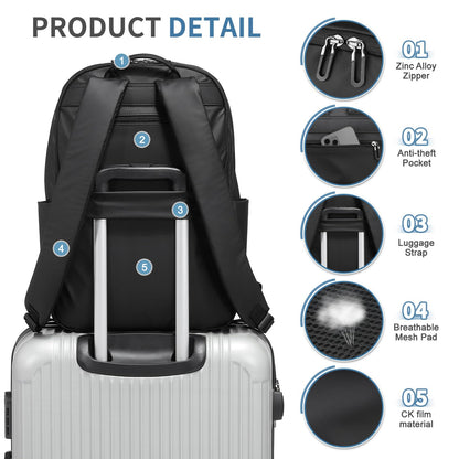 SUIKIHUM 16 Inch Laptop Backpack for Men Women, Travel Backpack W/Anti-Theft Pocket, Business Backpack Lightweight Water-Resistant TSA Approved for Work College, Black