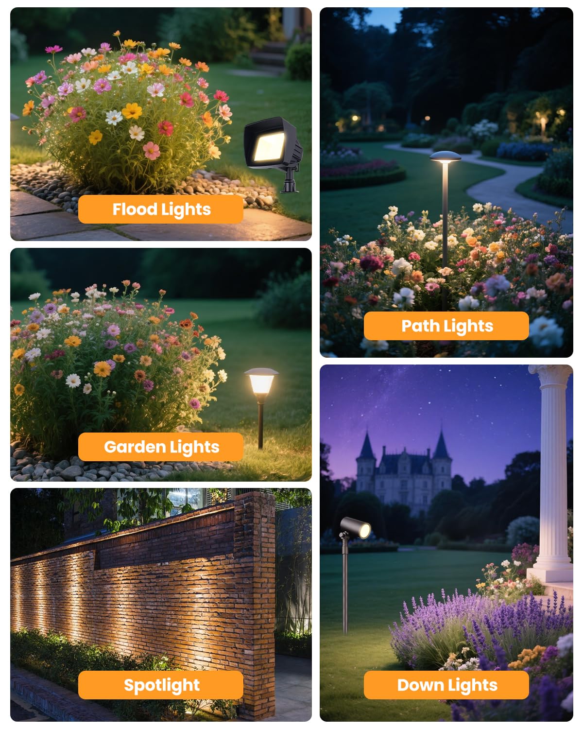 Cheopha Landscape Lighting Spikes 1/2 NPT Female Thread (0.84'' Internal Diameter), Heavy-Duty ABS Stakes Corrosion-Resistant for Landscape Light Stakes Replacement, 6-Pack