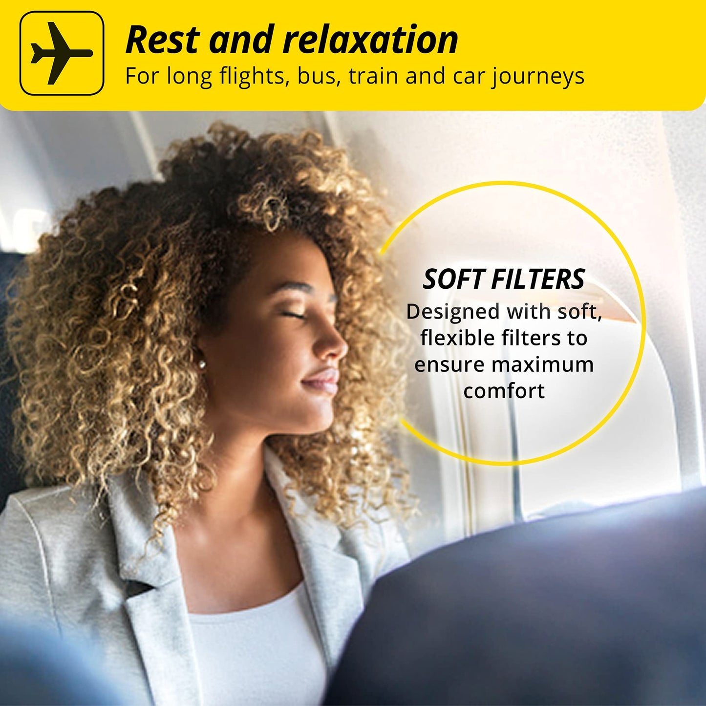Alpine FlyFit - Earplugs for Pressure Relief & Preventing Ear Pain While Flying - Airplane Travel Essentials - Comfortable Reusable Hypoallergenic Earplugs With Ultra Soft Filter