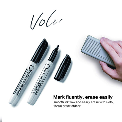 Volcanics Black Dry Erase Markers Bulk Pack of 60 Low Odor Fine Tip Whiteboard Pens for Whiteboard Dry Erase Calendar