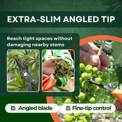 Saboten 6.3" Automatic Japanese Harvesting Shears - Fine-Tipped Curved Blade, Magnetic Springless Action, Stainless Steel with Fluorine Coating, Ergonomic Grip - forest Originals, Made in Japan