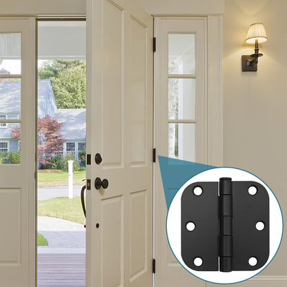 DUZFOREI 6 Pack 3 Inch x 3 Inch Door Hinges, 5/8" Radius Heavy Duty Matte Black Round Door Hinges for Interior 3 Inch Round Modern Hardware