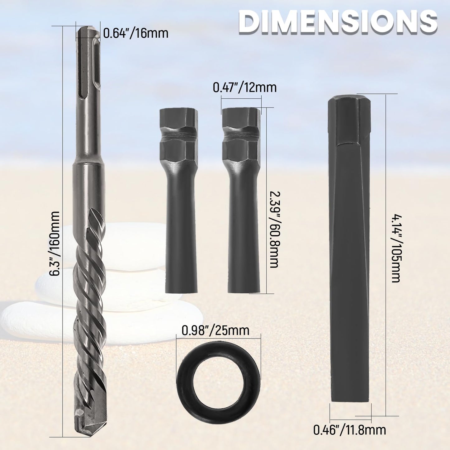 IVWNNN 8 Pack 5/8" Wedge and Feather Shims Set Concrete Rock Stone Splitter Hand Tools for Stone, Concrete, Marble, Granite Rock Splitting Wedges