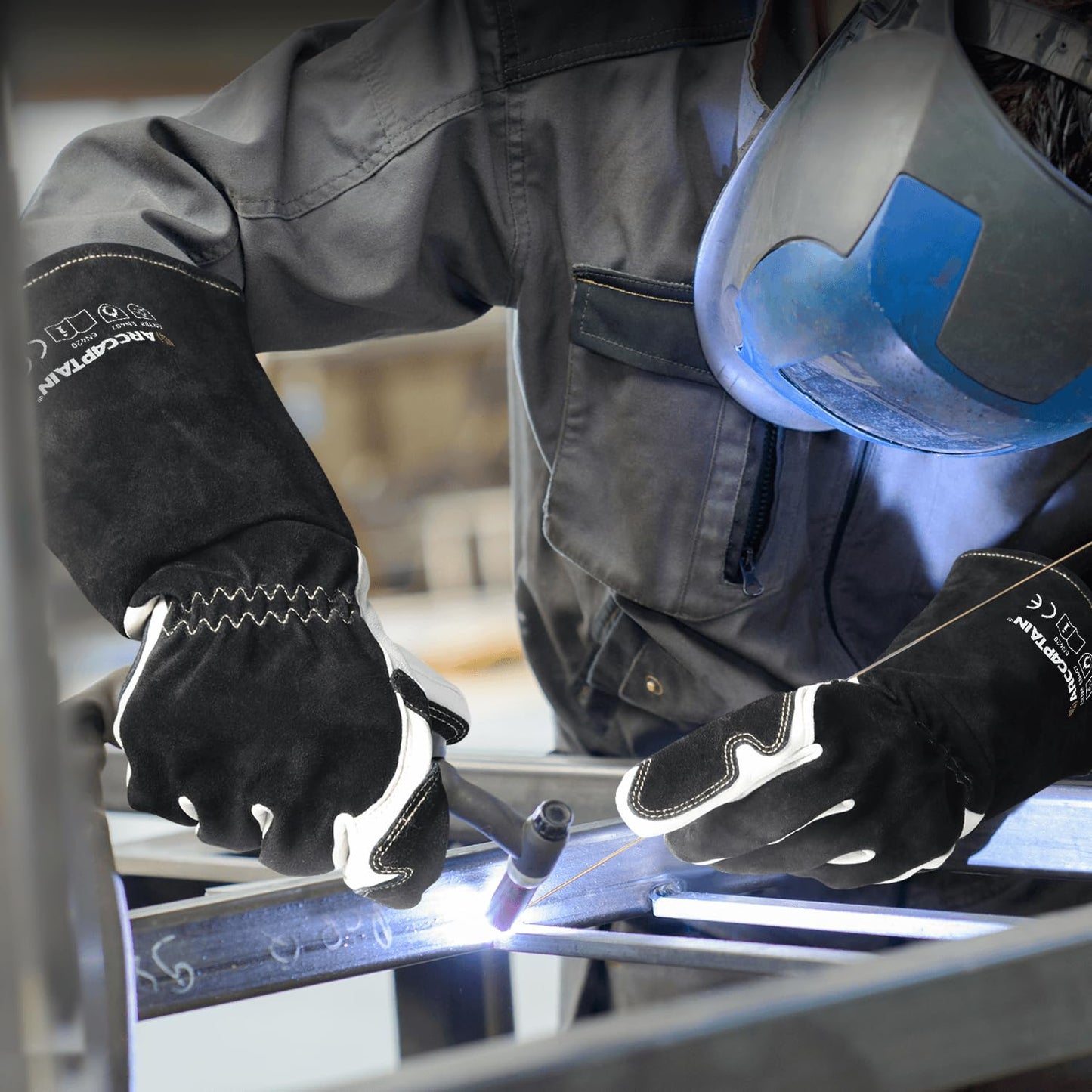 ARCCAPTAIN Tig Welding Gloves Premium Goatskin Grain Leather, Dexterity, Comfort, Duralble Tig Gloves for Work Protection