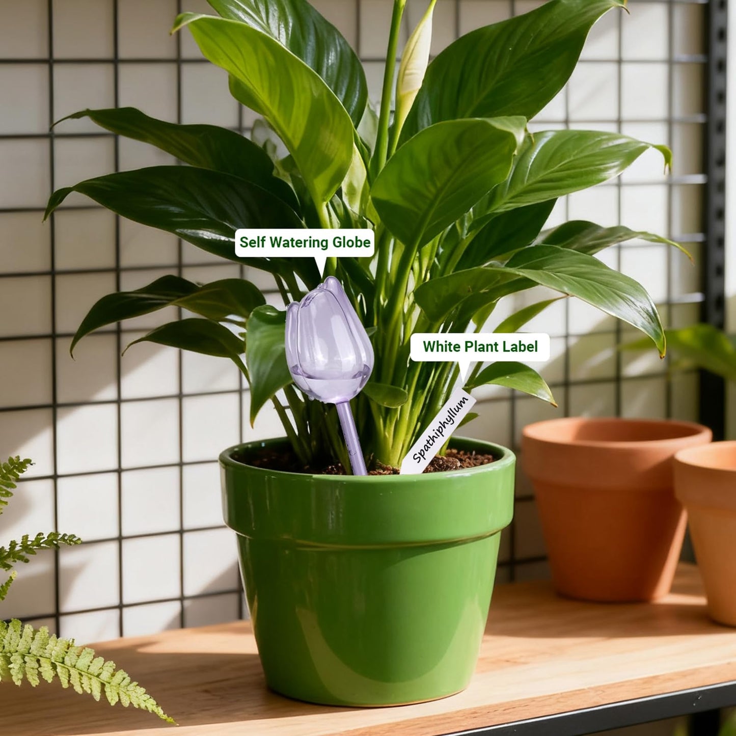 WRENYZK 8 Pcs Self Watering Globes Bulbs for Indoor Outdoor Plants, Tulip Self Watering Globes, Automatic Plant Watering Devices with Plant Labels, Plastic Watering Balls for Plants