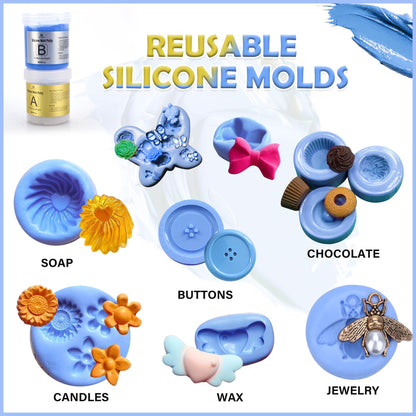 DecorRom Silicone Putty - 7/8 LB Flexible Silicone Mold Making Kit - Easy 1:1 Mixing Ratio - Fast Cured - Reusable Molds for Casting, Resin, Soap, Candle, Art Restoration