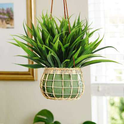 RECUTMS 8 Pcs Artificial Plants for Outdoor Plastic Fake Tropical Flowers Bushes Faux Tall Grass for Home Window Garden Office Patio Planter Pathway Front Porch Decor (Green)