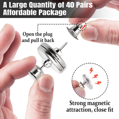 Curtain Magnets, Kaluofan 20Pairs Curtain Magnets Closure with 20Pairs Self-Adhesive Patch, Magnetic Curtain Clips Prevent Light Leaking for Home Bedroom Bathroom Office Draperies