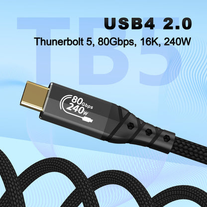ZIKNYDO USB 4 for Thunderbolt 5 Cable, USB C 80Gbps Data Transfer, 120Gbps Bandwidth for 16K/Dual 8K Displays, PD3.1 240W Charging-1.6FT/0.5m, for Thunderbolt 4, SSD, MacBook M4 Pro/Max, Docking, eGPU