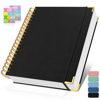 Spiral Notebook, 300 Numbered Pages Notebooks College Ruled with Contens, 100GSM Thick Journal for Women Men, Hardcover Leather Lined Journal for Writing, Large A5 Notebooks for Work School, 6" x 8"