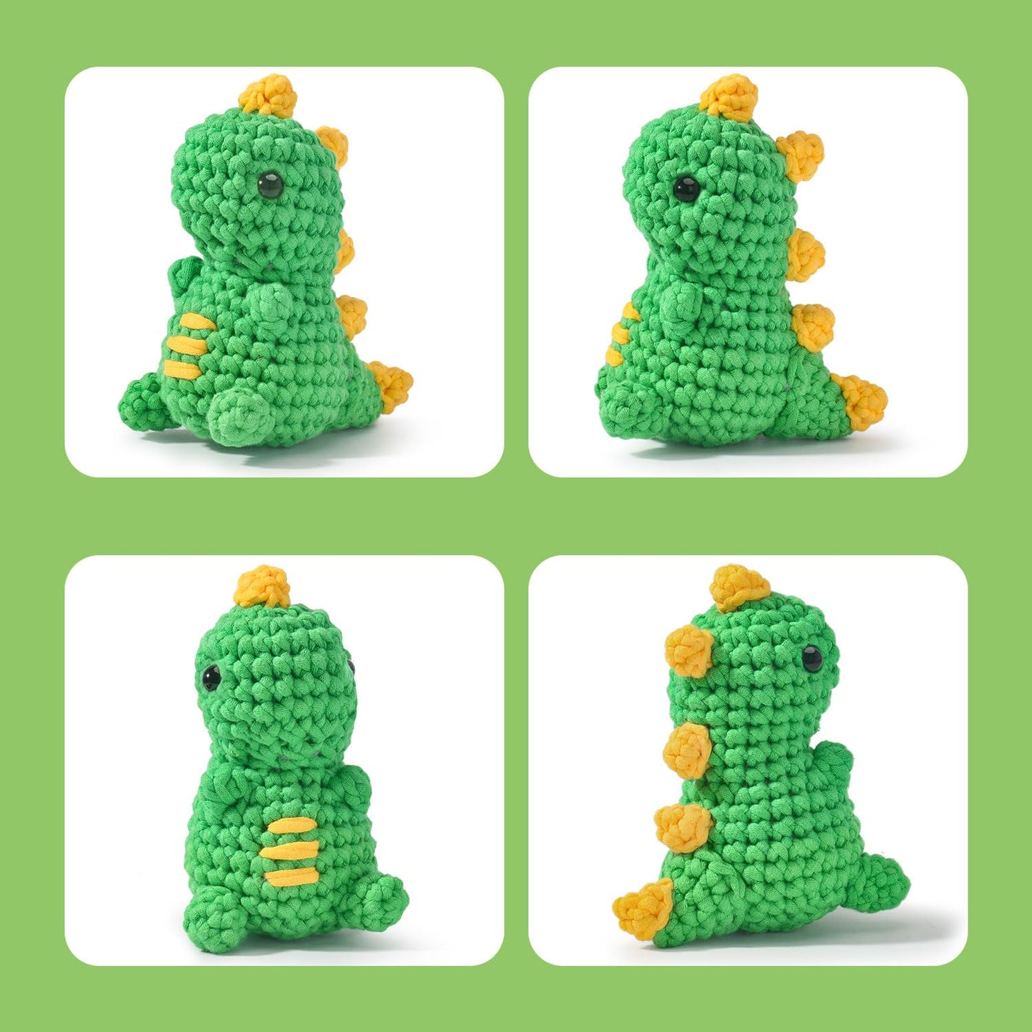 Crochet Kit for Beginners, Crochet Starter Kits for Adults Amigurumi Craft Knitting Crochet Kits with Step-by-Step Video Tutorials, Beginner Friendly Yarn-Dinosaur-Chick-Bee