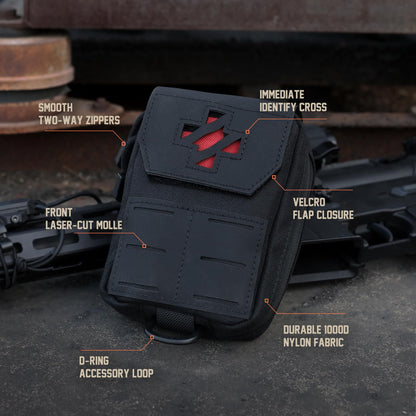 WYNEX Molle IFAK First Aid Pouch, Tactical Trauma Pouch MED EMT Belt Pouch Small Portable Utility Emergency Survival Pack with Immediate Identify Cross for Belt Vest