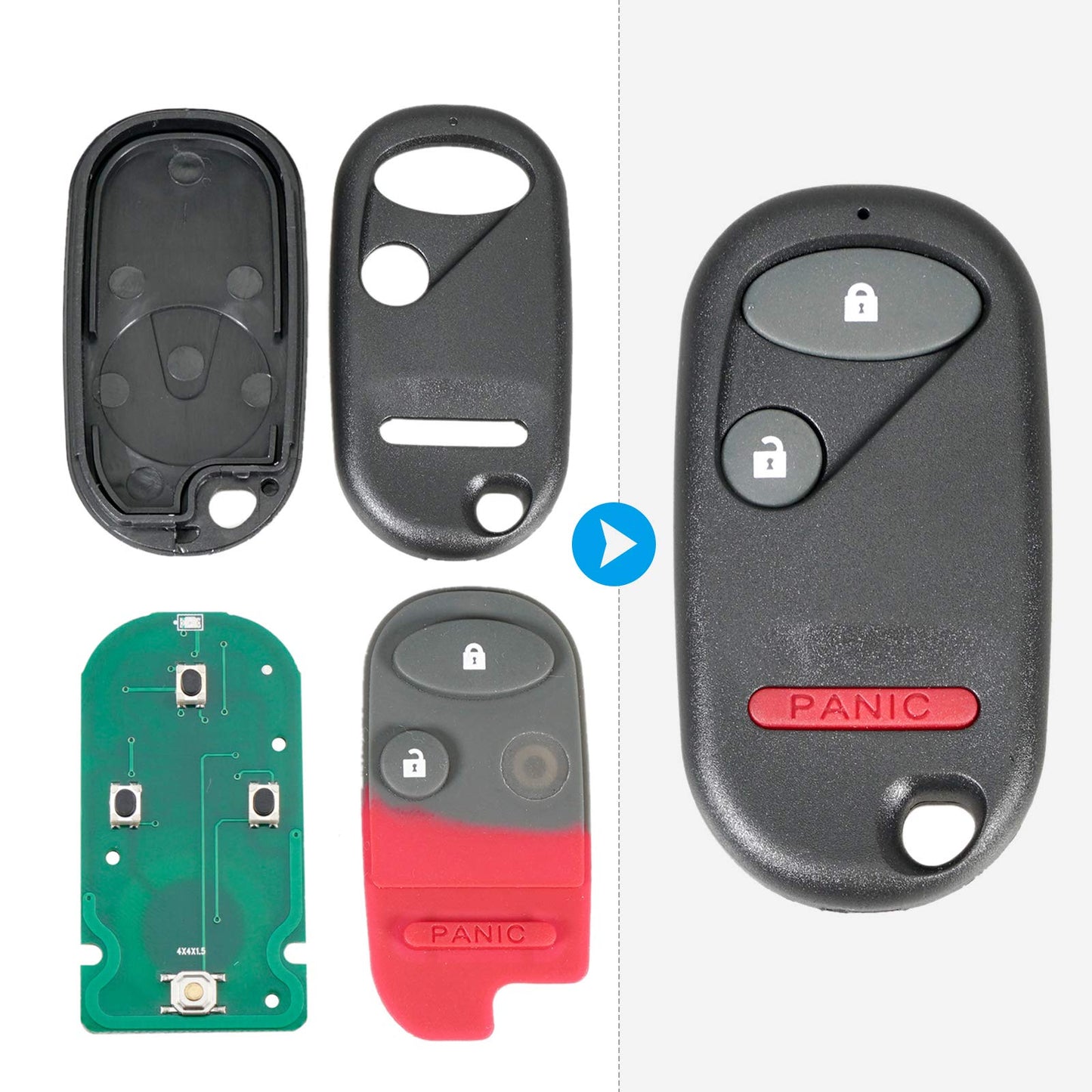 Anxingo Keyless Entry Remote Control Car Key Fob Replacement for Honda Civic EX LX DX 2001-2005, Pilot 2003-2007 NHVWB1U521 NHVWB1U523 (2 Pack)