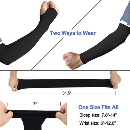 Beister 6 Pairs Cooling Arm Sleeves, UV Protection, Women Men Summer Outdoor Sunblock Arm Cover with Thumb Hole
