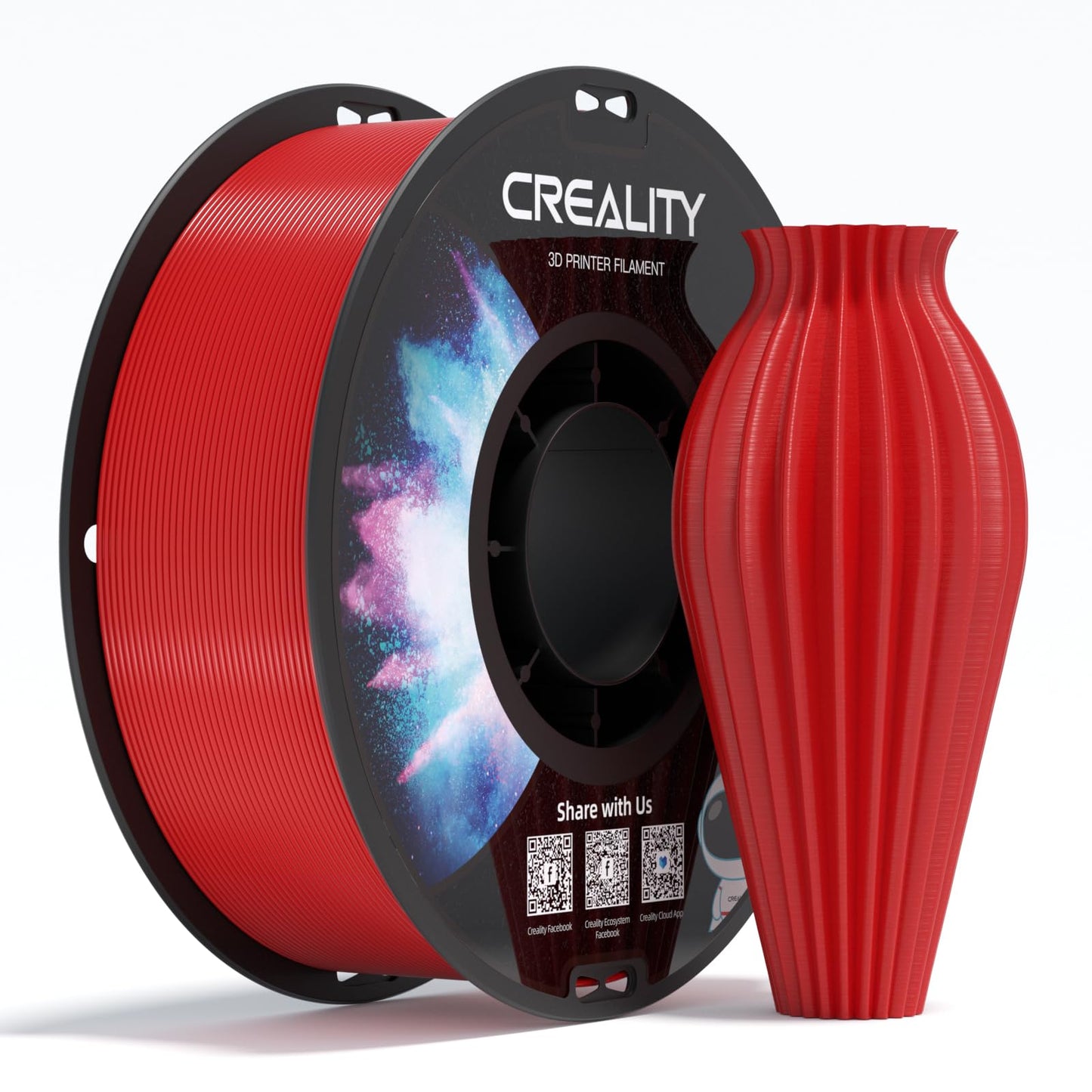 Creality PETG Filament 1.75mm, 3D Printer Filament, Excellent Toughness High Precision, Odorless Non-Toxic Moistureproof, 1kg(2.2lbs) Glossy, 1.75mm Filament for 3D Printer (Red)
