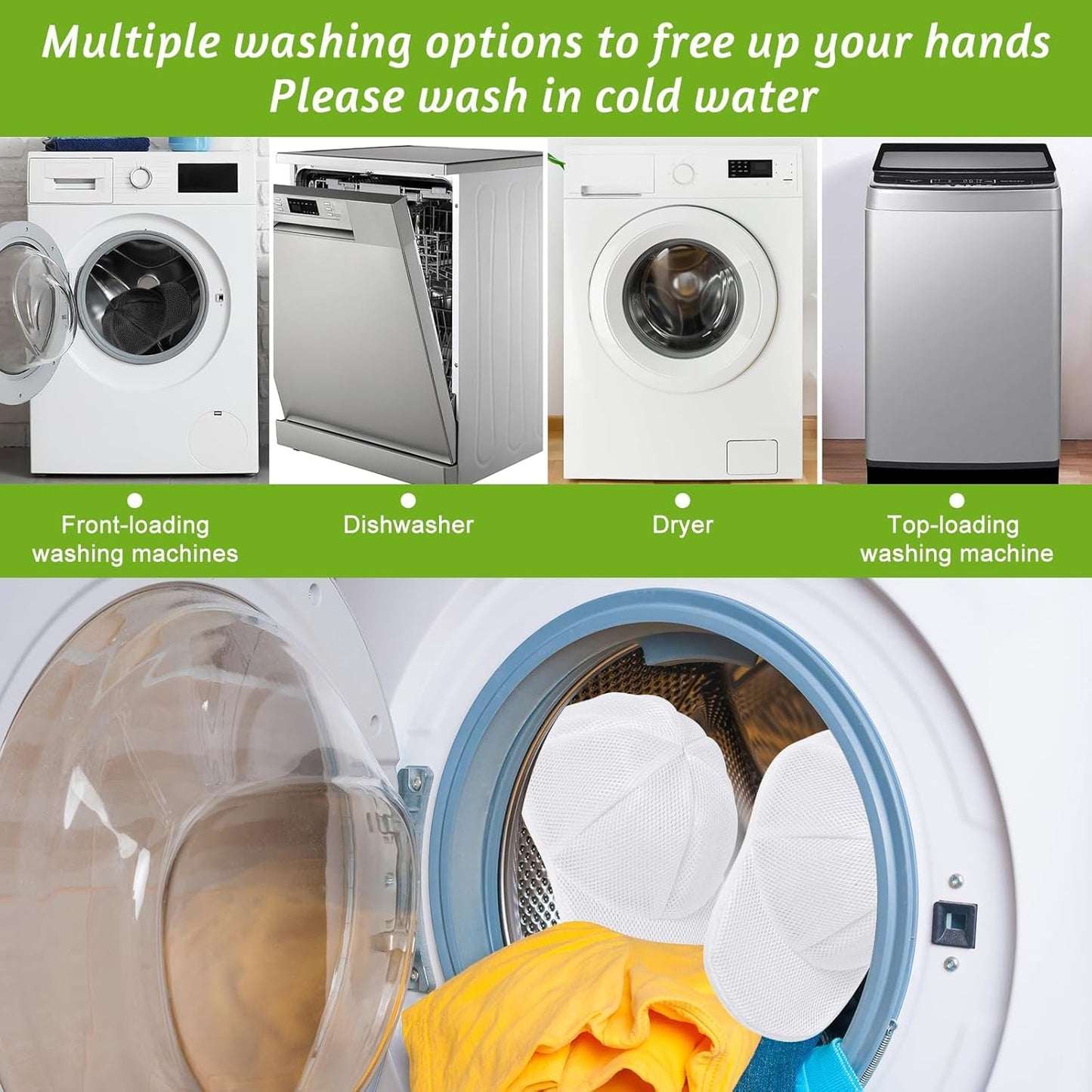 2 Pack Hat Washer Cage Hat Cleaner Hat Washer for Baseball Caps for Washing Machine or Dishwasher for Flat & Curved Hats… White