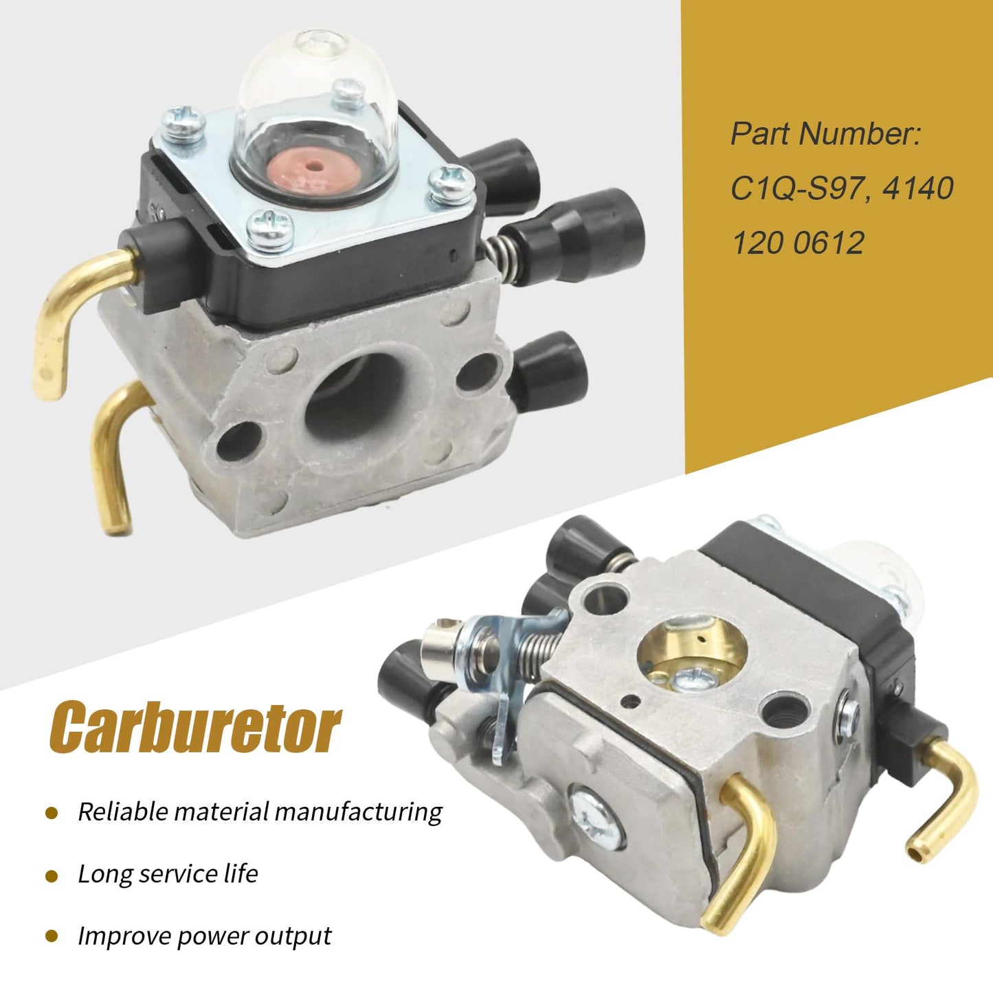 Anxingo FS45 Carburetor Replacement for Stihl FS38 FS46 FS55 KM55 HL45 FS45L FS45C FS46C FS55C FS55R FS55RC C1Q-S97 Carb Kit String Trimmer Weed Eater