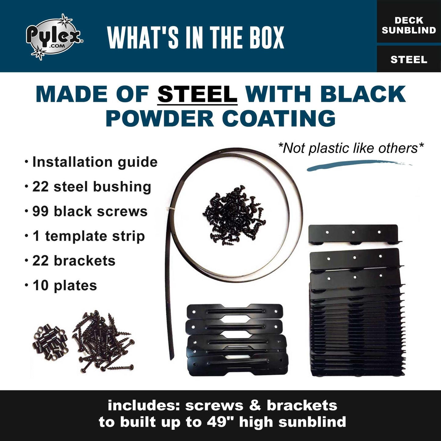 Pylex 11060 Deck Sunblind System, Black