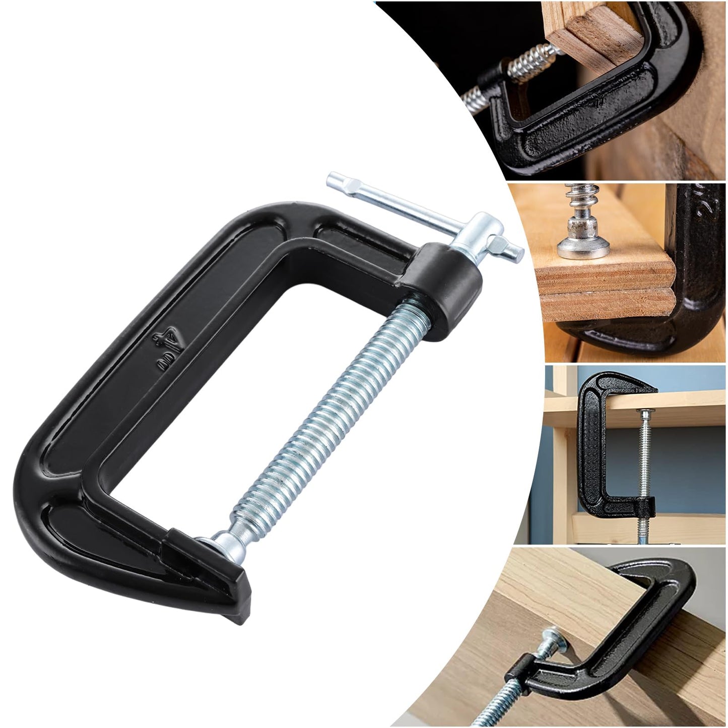 4 PCS 4 Inch C Clamps Set, Heavy-Duty C-Clamps with 4-Inch Jaw Opening, 2-3/4 Inch Throat Depth for Woodworking and Welding