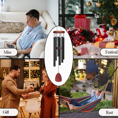 Aovciust Large Outdoor Wind Chimes, 37 Inches, Aluminium Tubes, Brown and Black, Traditional Style, Perfect for Garden, Patio, Memorial and Sympathy Gifts