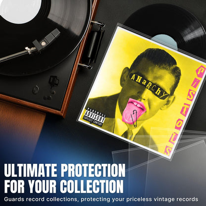 TNP 50 Vinyl Outer Sleeves Cover - Thick 3 Mil Vinyl Protective Sleeves 12.75" x 12.75" - Crystal Clear Plastic Record Sleeve for Single & Double LP Album Covers Storage Collection