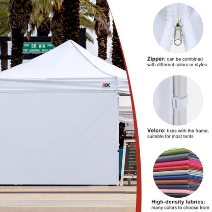 ABCCANOPY Instant Canopy SunWall for 10x10 Feet, 10x20 Feet Straight Leg pop up Canopy, 1 Pack Sidewall Only,White