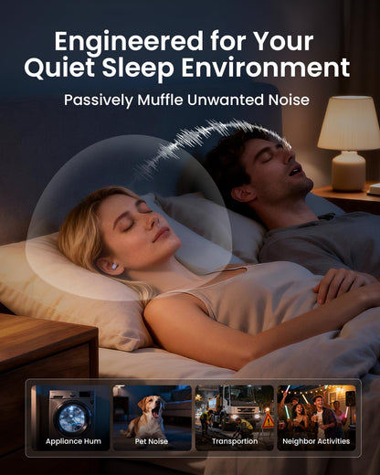 QubitPulse Dream Ear Plugs for Sleeping Ultra-Comfort, Side Sleeper Earplugs with Soft Patented Qufits Eartips, Reusable Silicone Ear plugs for Sleep, Focus, Study, 23dB Noise Reduction - Violet