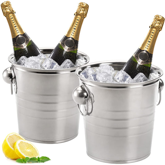 ZENFUN 2 Pack Ice Bucket, 3L Beverage Tub with Handles, Galvanized Metal Ice Bucket, Drink and Wine Chiller for Bar, Party, BBQ, Great for Indoor and Outdoor Use, Silver