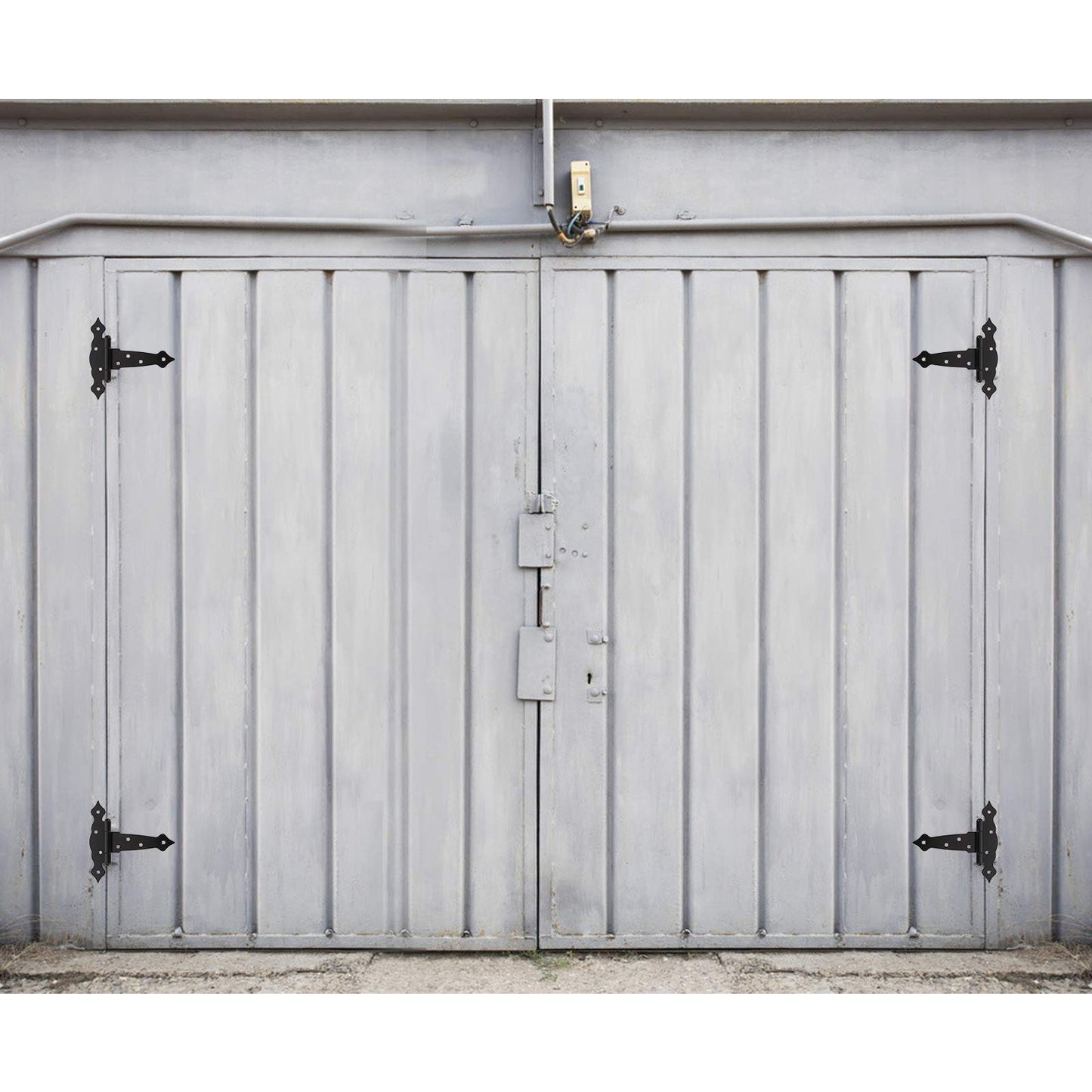 6 Pack Heavy Duty Gate Hinges - 5 Inch Barn Door Hinges Strap Hinges - Shed Door Outdoor Hinge Black T Hinge for Wood Fence