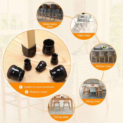 32 PCS Chair Leg Floor Protectors - Extra Small Black Caps for Round Legs (14―19mm / 1/2"―3/4") Anti Scratch