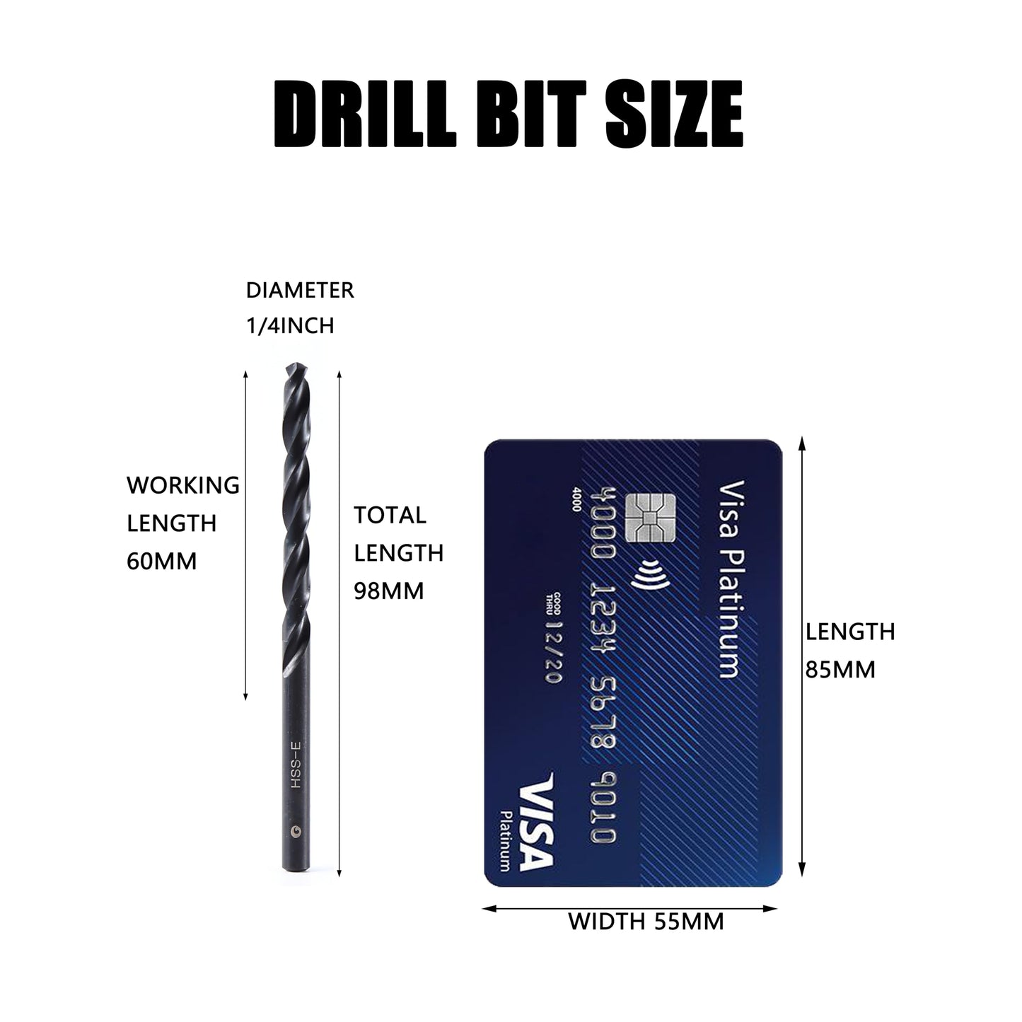 DelitonGude 1/4 inch HSS M35 Cobalt Twist Drill Bits,High Speed Steel,Pack of 10,Suitable for Steels,Cast Iron,Stainless Steels and Other Hard Metals(1/4inch-CAD)