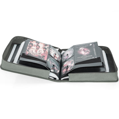 AKOZLIN DVD CD Storage Case with Extra Wide Title Cover Pages Portable Carrying Binder Holder Wallet Album DVD Case Protective Movie Media Storage Organizer 136 Disk Units,68 Booklet Pockets,Grey
