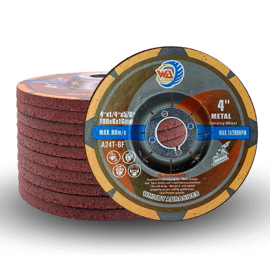 WA GRINDER 10PACK - 4" x1/4" x5/8" Depressed Center Grinding Wheel for Angle Grinder Metalworking Grinding Disc 4 Inch Diameter, 1/4 Inch Thickness, 5/8 Inch Arbor (Red)
