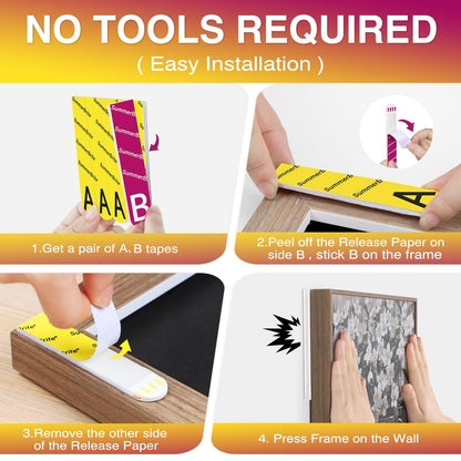 Picture Hanging Strips Heavy Duty XL 50 Pairs/100Strips, Damage Free Hanging Picture Hangers, Removable Adhesive Hook and Loop Wall Strips, Frame Stickers No Nails for Home Decor Wall Posters