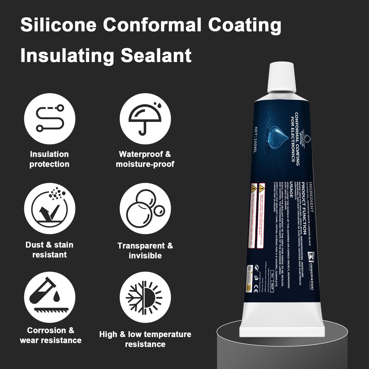 1DFAUL 200ml Conformal Coating for Electronics, Silicone Conformal Coating Insulating Sealant, Waterproof, Dust& Moisture Resistant, for Reliable Electronic Components Protection