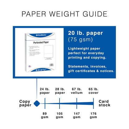 PrintWorks Professional 500 Sheets (1 Ream) 04128 Perforated Business Paper, 8-1/2" x 11", Letter Size, 3-1/2" Perf, White, 20# Laser - Ink Jet Bond