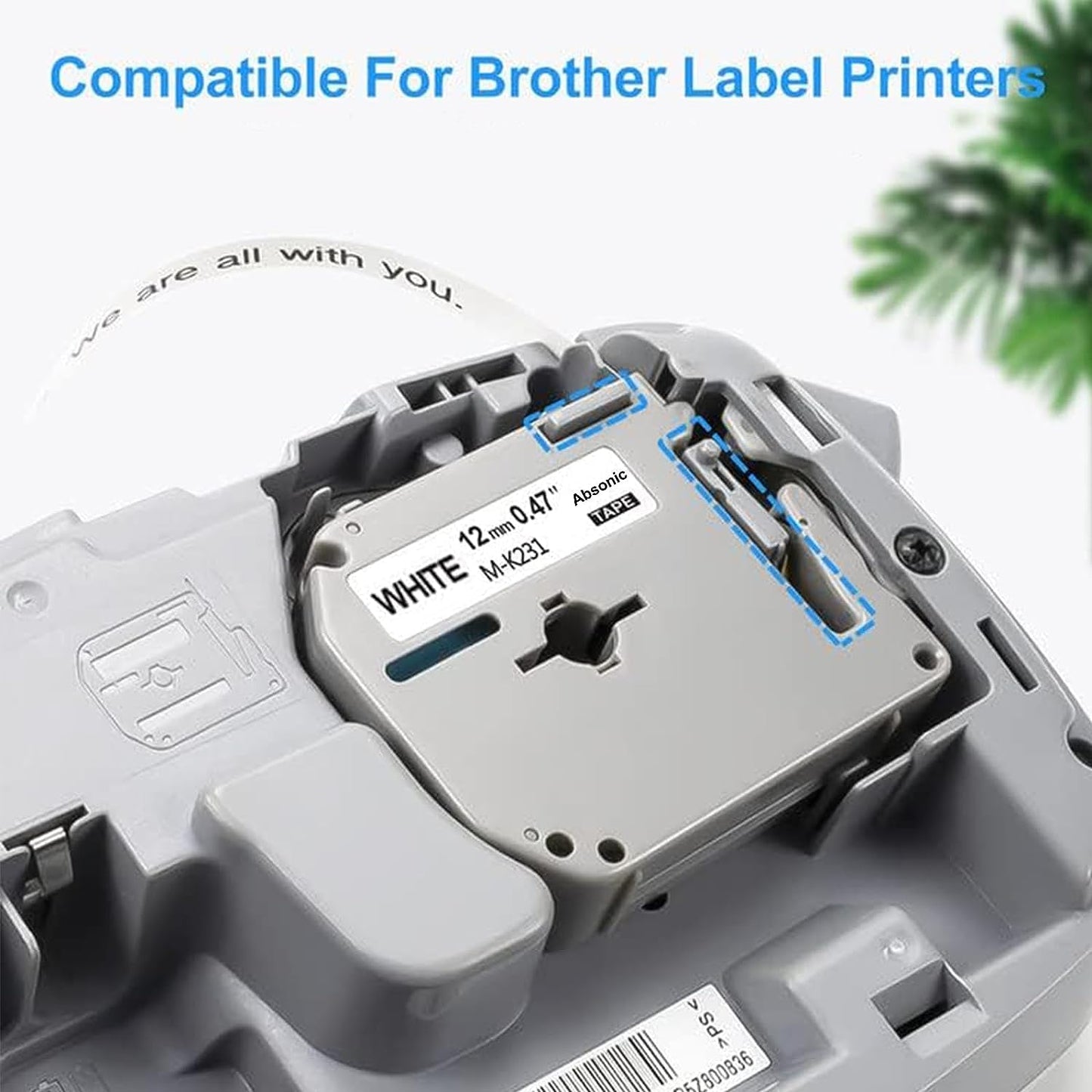 Absonic 5-Pack Compatible Label Maker Tape for Brother M 12mm Tape 0.47 inch Black on Clear MK131 MK-131 M-131 P Touch M 1/2" Label Tape for PT-M95 PT-90 PT-65 PT-85