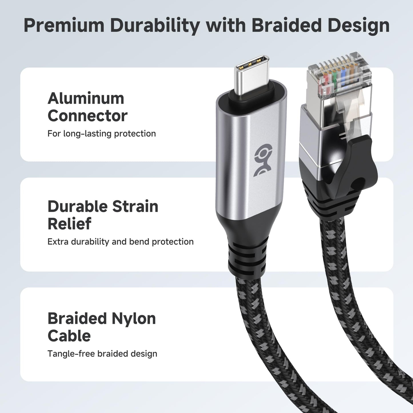 Cable Matters Plug & Play USB C to Gigabit Ethernet Cable - 1.8m / 6ft, Direct USB-C to Ethernet Connection, Thunderbolt 4/5 Compatible, Ideal for MacBooks, Laptops, and USB4 Devices