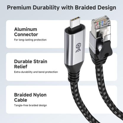 Cable Matters Plug & Play USB C to Gigabit Ethernet Cable - 1.8m / 6ft, Direct USB-C to Ethernet Connection, Thunderbolt 4/5 Compatible, Ideal for MacBooks, Laptops, and USB4 Devices