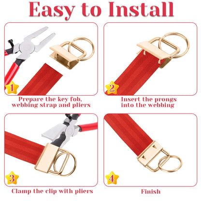 shynek Key Fob Hardware, 50PCS 1 Inch Lanyard Keychain Hardware with Key Fob Pliers Tool for Keychain and Wristlet Clamp Hardware Supplies
