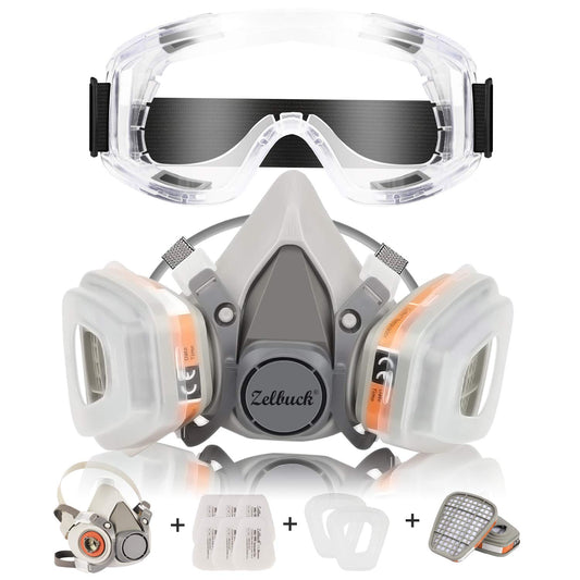 Zelbuck Dustproof Face Cover Professional Reusable Half Facepiece Cover Against Dust, Organic Gas/Vapors, Pollen and Chemicals Perfect for Painters and DIY Projects