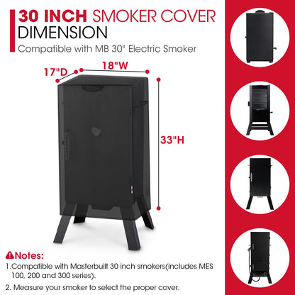 Unicook 30 Inch Electric Smoker Cover, Heavy Duty Waterproof BBQ Grill Cover, Fade and UV Resistant Square Vertical Smoker Covers, Housse Fumoir, 18" W x 17" D x 33" H